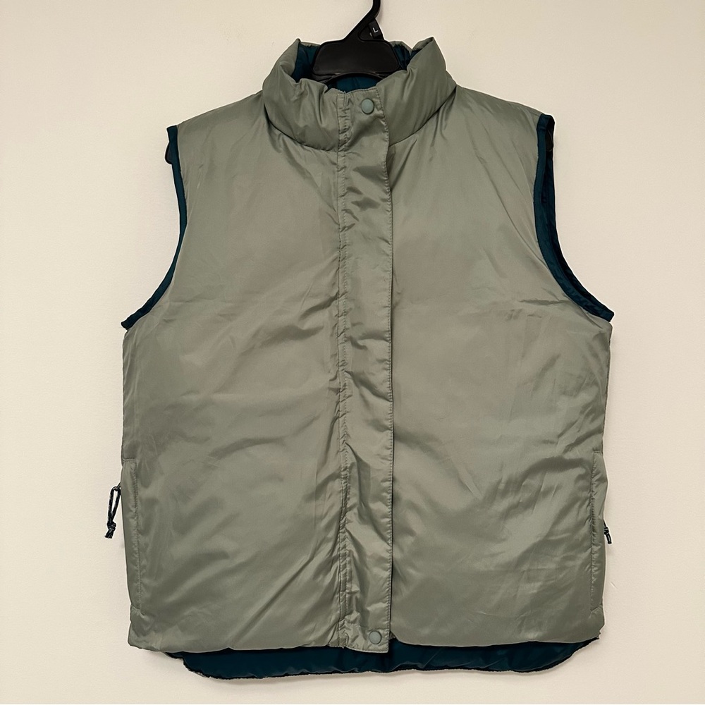 Vintage L.L. Bean Women's Reversible Goose Down Puffer Vest Teal/Grey Size Small - Picture 4 of 9